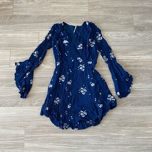 Navy Floral Long Sleeve Dress